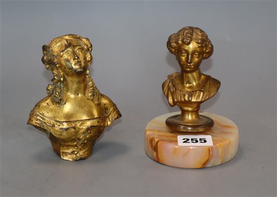 Two 19th century gilt bronze busts of ladies